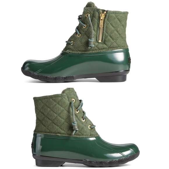 (NWT) Saltwater Women’s Wool Green Quilted Waterproof Boot - Picture 3 of 15